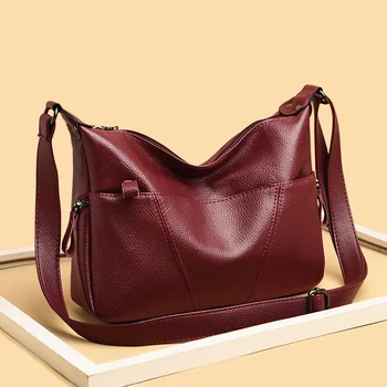

Double Front Genuine Leather Mommy Bag 2020 New Style Fashion Embossed Leather Cross-body Shoulder Bag Cowhide Zipper WOMEN'S Ba