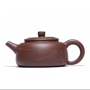 

150ML Undressed ore purple clay teapot yixing kettle mud flat pot drinkware suit tieguanyin puer dahongpao