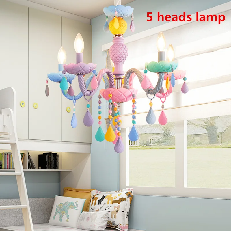 5 Heads Lamp Винтажные подвесные светильники для помещений E14 светодиодные лампы для детей, спальни, подвесные светильники для девочек, для гостиной, промышленные светильники - Цвет корпуса: 5 Heads Lamp