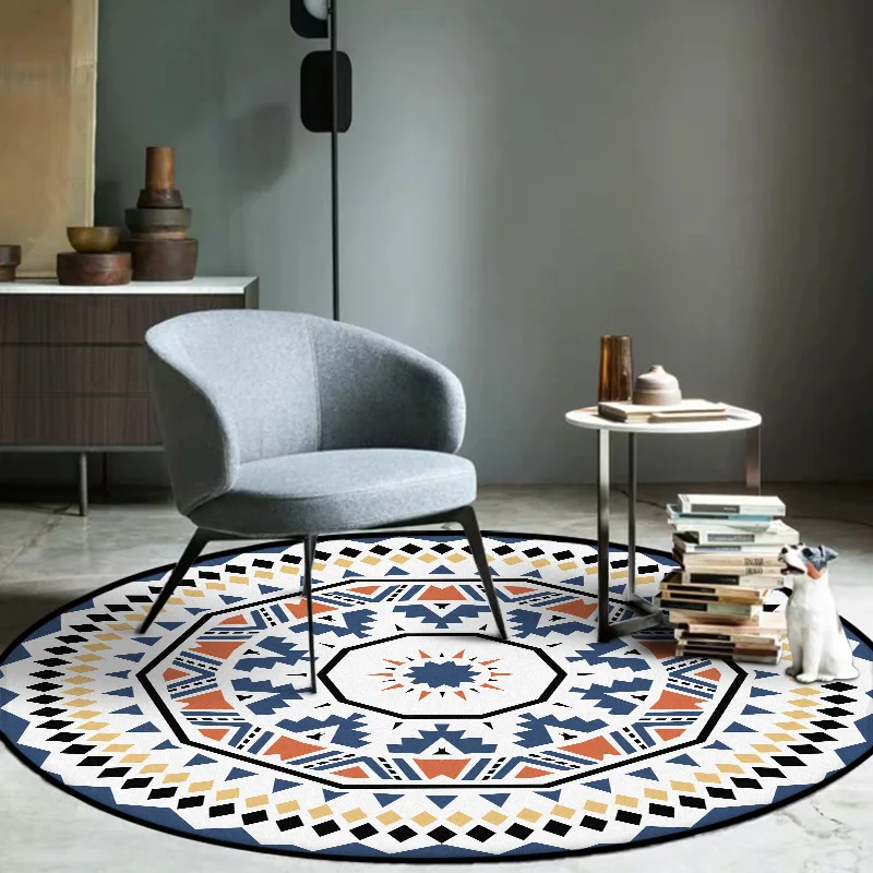 Waliicorners Blue Diamond Circle Pattern Round Carpet Bedroom Rug Nordic Decoration 4 Hd317f63ff8574d0591f04bf609892d71g