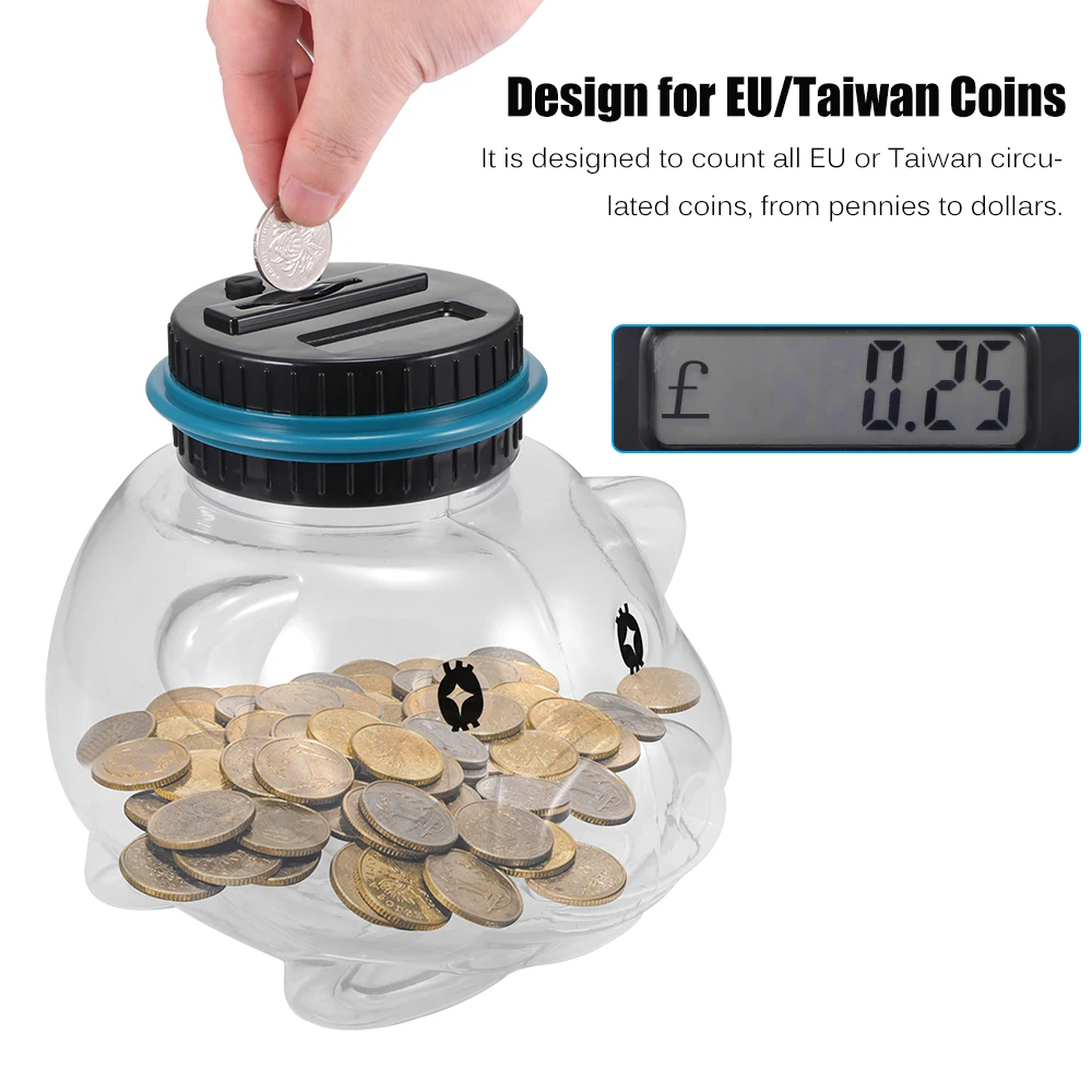 Piggy Bank Counter Coin Electronic Digital LCD Counting Coin Money Saving Box Jar Coins Storage Box For USD EURO GBP Money