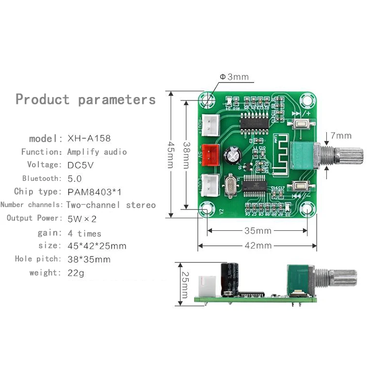 XH A158 ультра чистый Bluetooth 5 0 усилитель мощности плата pam8403 небольшой DIY