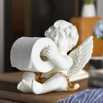 

Creative Nordic Resin Cupid little angel Desktop storage rack kitchen WC tissue box Modern home decoration accessories