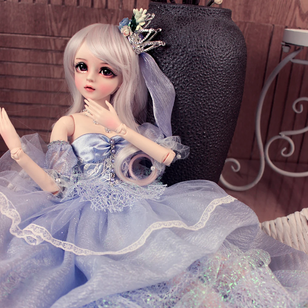 EVA BJD, 1/3, синее платье, BJD, кукла ручной работы, макияж, 24 дюйма, 60 см+ стеклянные глаза+ аксессуары, парики, одежда, обувь, свадебный подарок, игрушка
