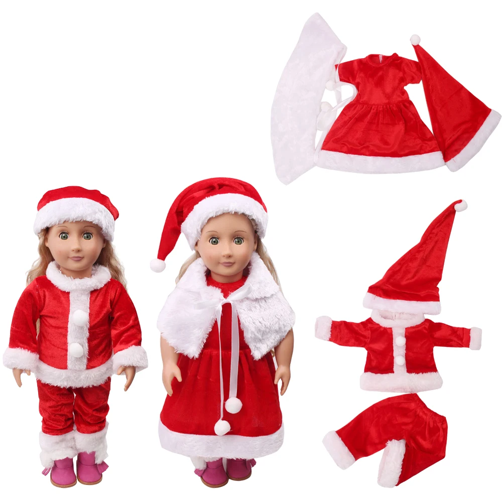 18 дюймов, с круглым вырезом, для девочек одежда; американский стиль новорожденных красное рождественское платье детское платье куклы подходит 43 см для ухода за ребенком для мам, детские куклы, c646