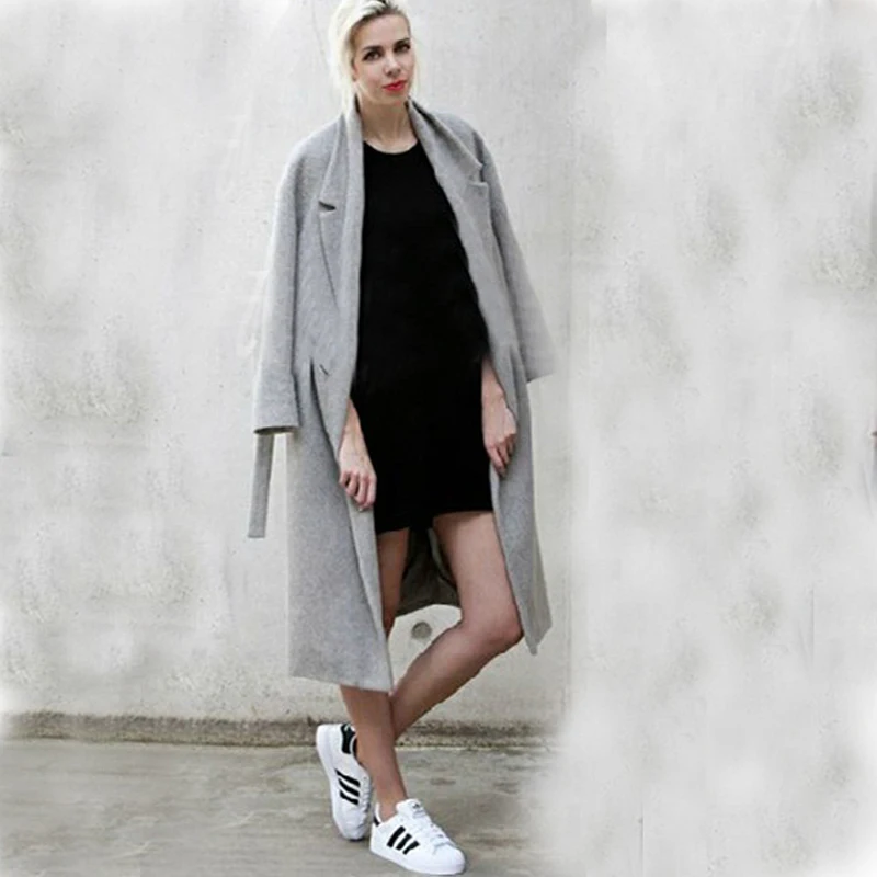 

TDATMS Autumn and winter new British wind thick loose long woolen coat temperament women's popular Outerwear woolen coat