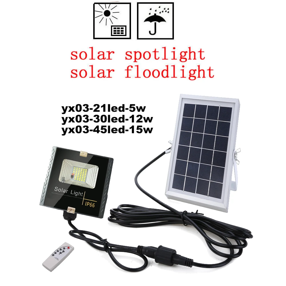 

LED Garden Solar LED Lights Outdoor Solar Lamp Waterproof ip66 Solar Security Light remote timer split mount indoor home securit