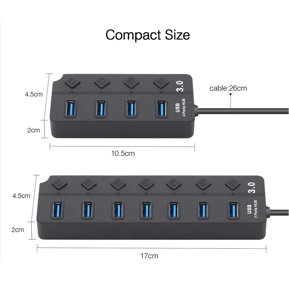 Usb-хаб 3,0 USB разветвитель Мульти USB 3,0 концентратор несколько 7 Порты и разъёмы вцв разветвитель Компьютерные аксессуары для ПК