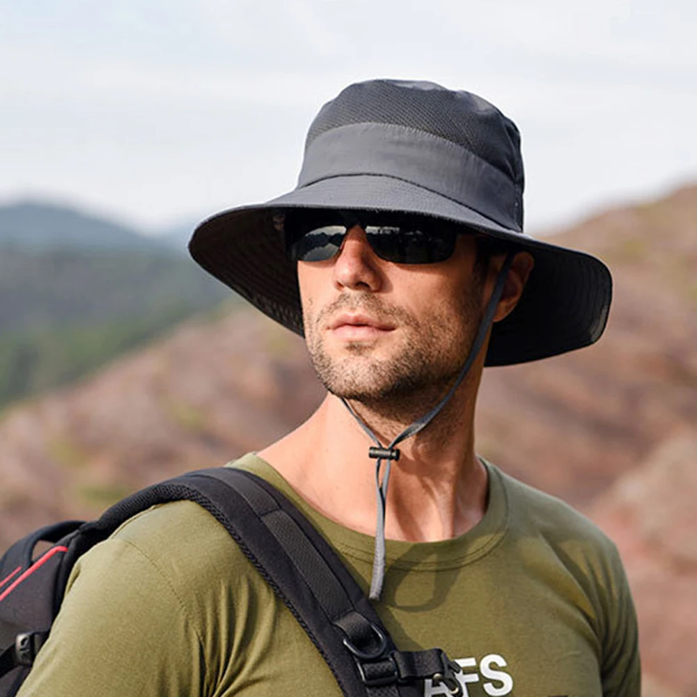 Мужская Солнцезащитная шляпа для велоспорта, рыбалки, быстросохнущая УФ-защита для лица, шеи, головной убор, Кепка
