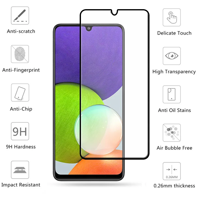 mobile screen protector 4-in-1 For Samsung Galaxy A22S 5G Glass For Samsung A22S 5G Tempered Glass Full Screen Protetor For Samsung A22S 5G Lens Glass cell phone screen protector