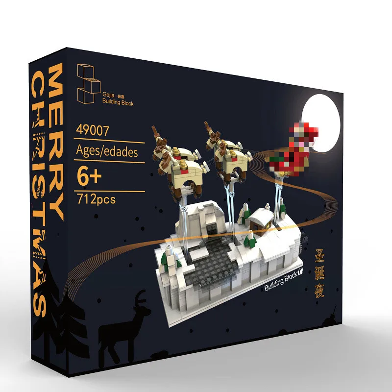 

New Merry Christmas 49007 Pursuit of Christmas Building blocks MOC 712Pcs Santa View Model Countdown Calendar Children Gift