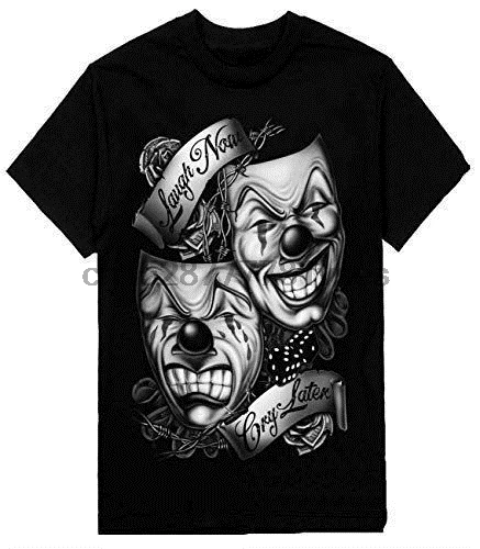Smile Now Cry Letter Мужская футболка Chicano Art с принтом на шаке одежда тяжелая Летняя