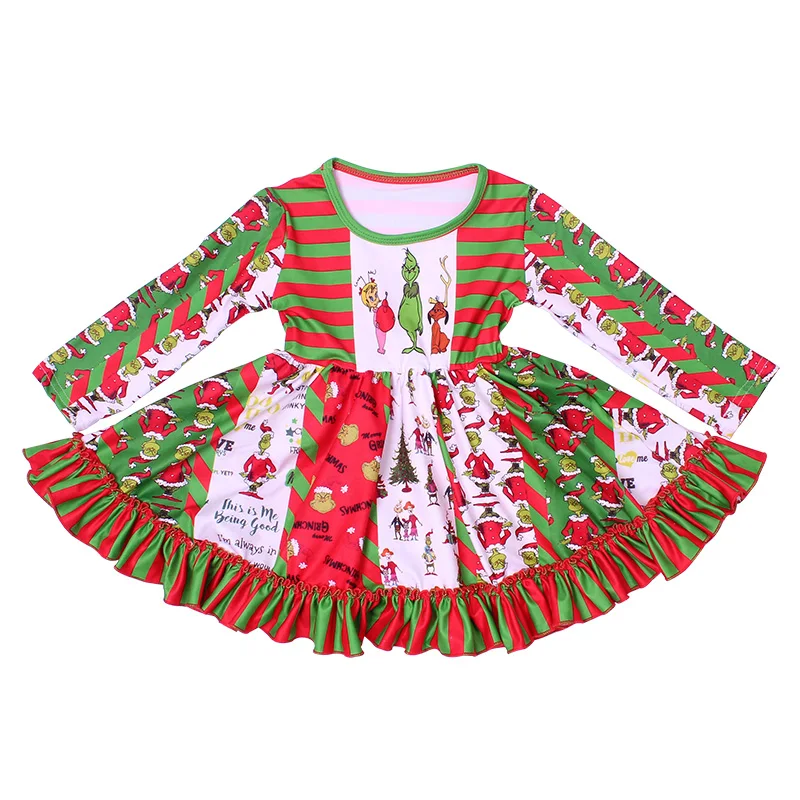 Лидер продаж; Рождественская одежда для детей; модное изысканное платье с длинными рукавами; осенне-зимняя одежда для девочек; рождественское праздничное платье