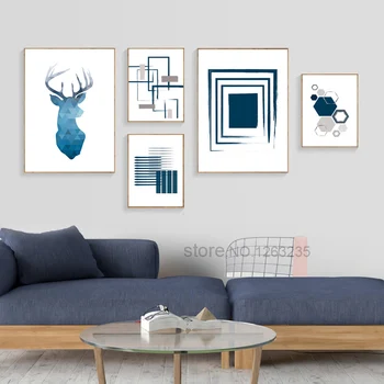 

Abstract Deer Wall Art Cuadros Nordic Poster Geometric Wall Pictures For Living Room Canvas Painting Home Decor Modern Unframed