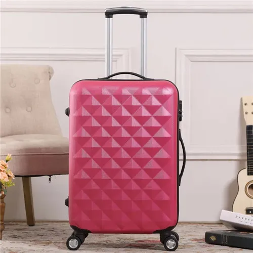 red KLQDZMS ABS+ PC прокатный багажный Спиннер Дорожный чемодан-тележка Сумка для женщин и мужчин для переноски багажа 20 24 28 дюймов - Цвет: red