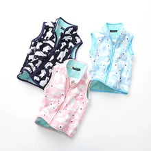 Осень-зима, стиль, Детский жилет из вельвета с принтом, кардиган на молнии со стоячим воротником, простой жилет