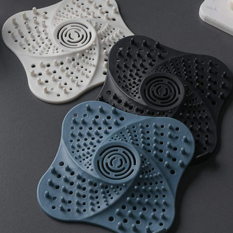 Hair Catch Drain, Durable Shower Drain, Flexible Bathtub Strainer, with 4 Strong Suction Cups, Suitable for Bathroom and Kitchen