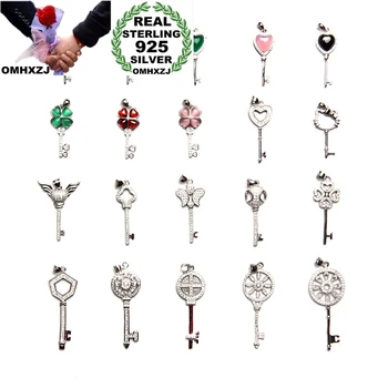 

OMHXZJ Wholesale ZB562 DIY Jewelry Making Accessories Findings Component Bracelet Necklace 925 Sterling Silver Key Pendant Charm