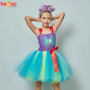 

Little Mermaid Tutu Dress with Headband Girls Mermaid Dress Under The Sea Birthday Party Cake Smash Starfish Halloween Costume