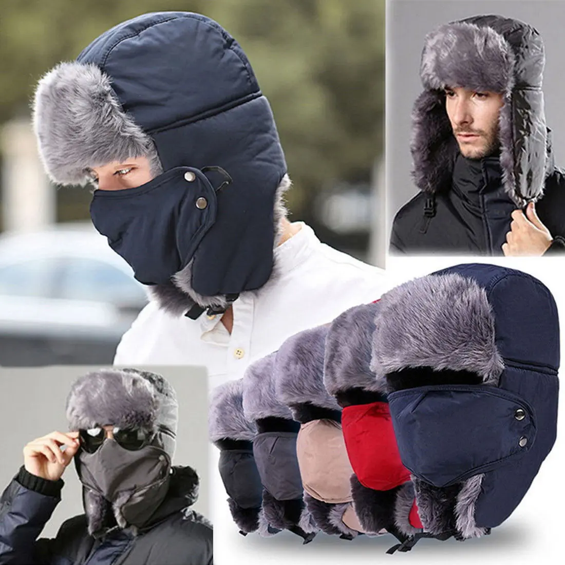 

Ski Hat Practical Durable Men Women Earflap Warm Trooper Snow Cap 2018 Portable Russian Faux Fur Winter Cossack Cap