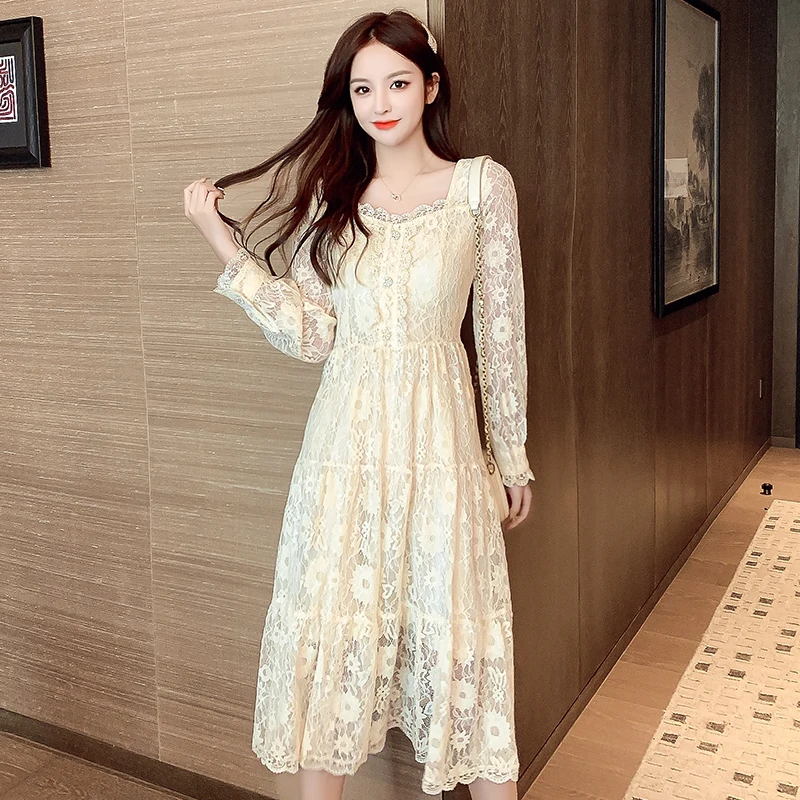 Autumn long sleeve lace dress children put the spring and autumn outfit in the new light of luxury aristocratic temperament high