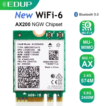 

EDUP 2.4Gbps Dual Band Wireless Bluetooth 5.1 WIFI 6 AX200 NGW PCIE M.2 Adapter 802.11ax MU-MIMO Intel WiFi Wlan Network Card