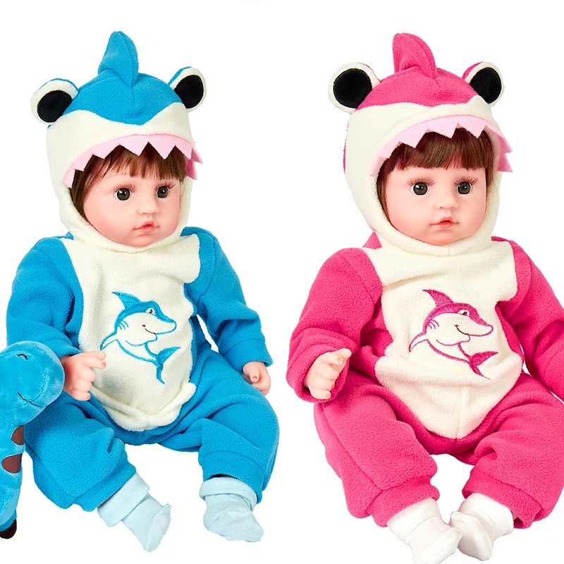 45CM Electric Shark Bebe Rebon Doll Soft Laughing  Silicon Reborn Toy Crying