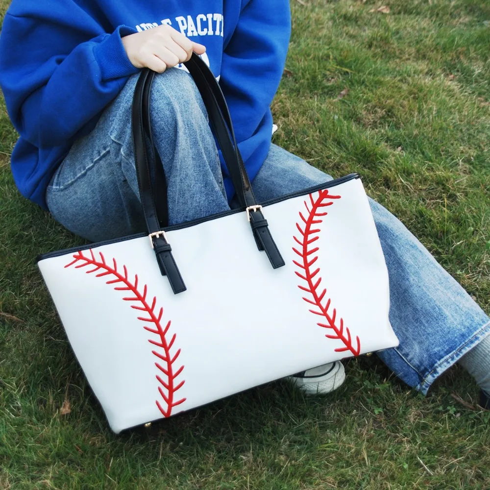 baseball PU tote bags  (1)