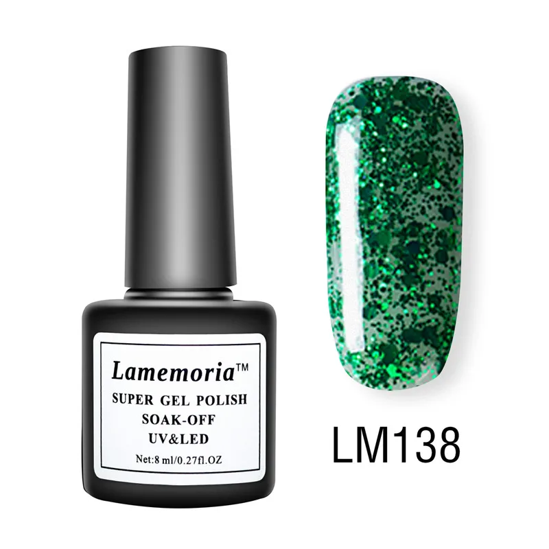Lamemoria, 8 мл, Гель-лак для ногтей, цвет пуэр, долговечный, для дизайна ногтей, Полупостоянный УФ-лак для ногтей, замачиваемый сверху, белые наконечники, Гель-лак - Цвет: LM-138