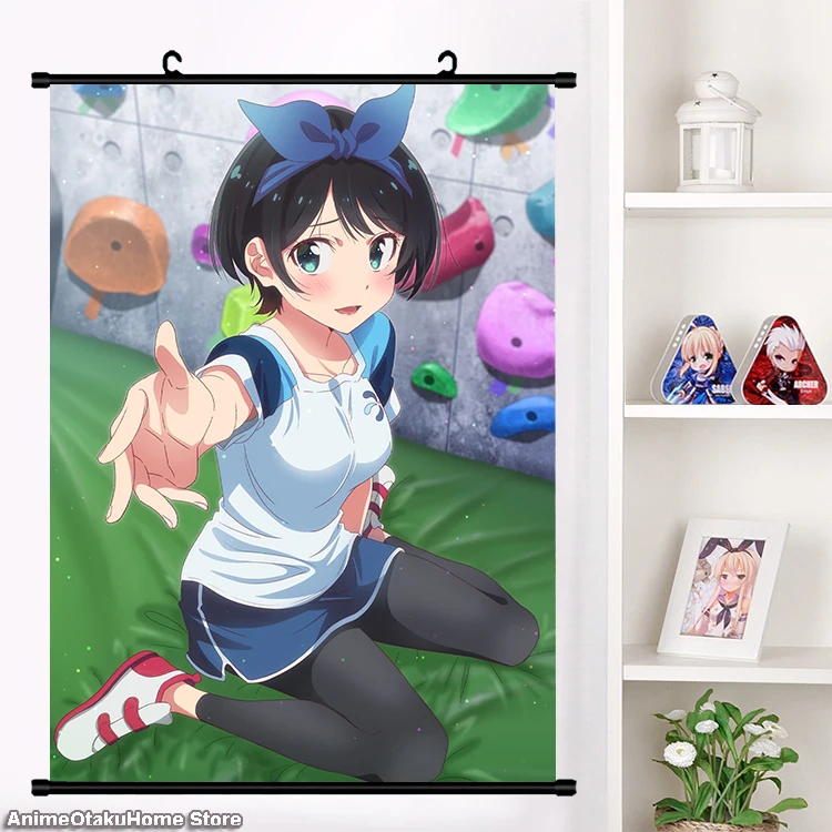 Cute Anime Rent A Girlfriend Kanojo, Okarishimasu Kazuya Kinoshita Chizuru Mizuhara Wall Scroll Mural Poster Otaku Home Decor