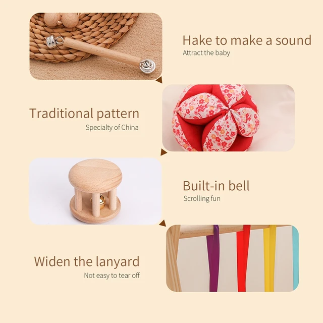 Baby Color Recognition Hand Grab Cloth Ball Montessori Interactive Rattle Toy Baby Emotional Soothing Toy Appease Bed Hanging 4