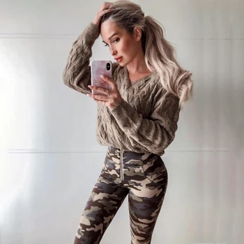 

Melody Four Ways Stretchable High Waist Zipper Fly Camouflage Pants For Women Skinny Sexy Butt Lift Workout Camo Leggings