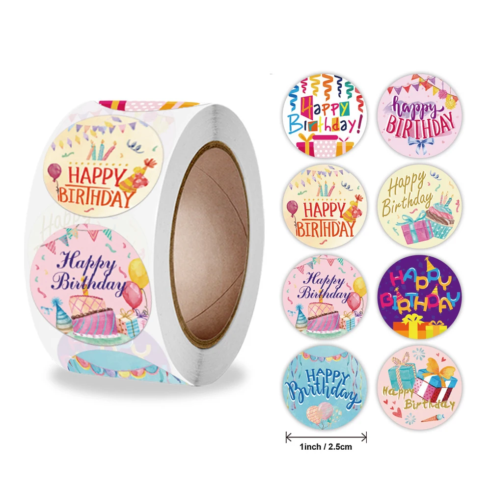 Cute Happy Birthday Stickers 100-500pcs decorative stickers,decorative labels stickers,stationery stickers,self adhesive stickers,paper stickers,adhesive stickers,cartoon stickers,cartoon sticker