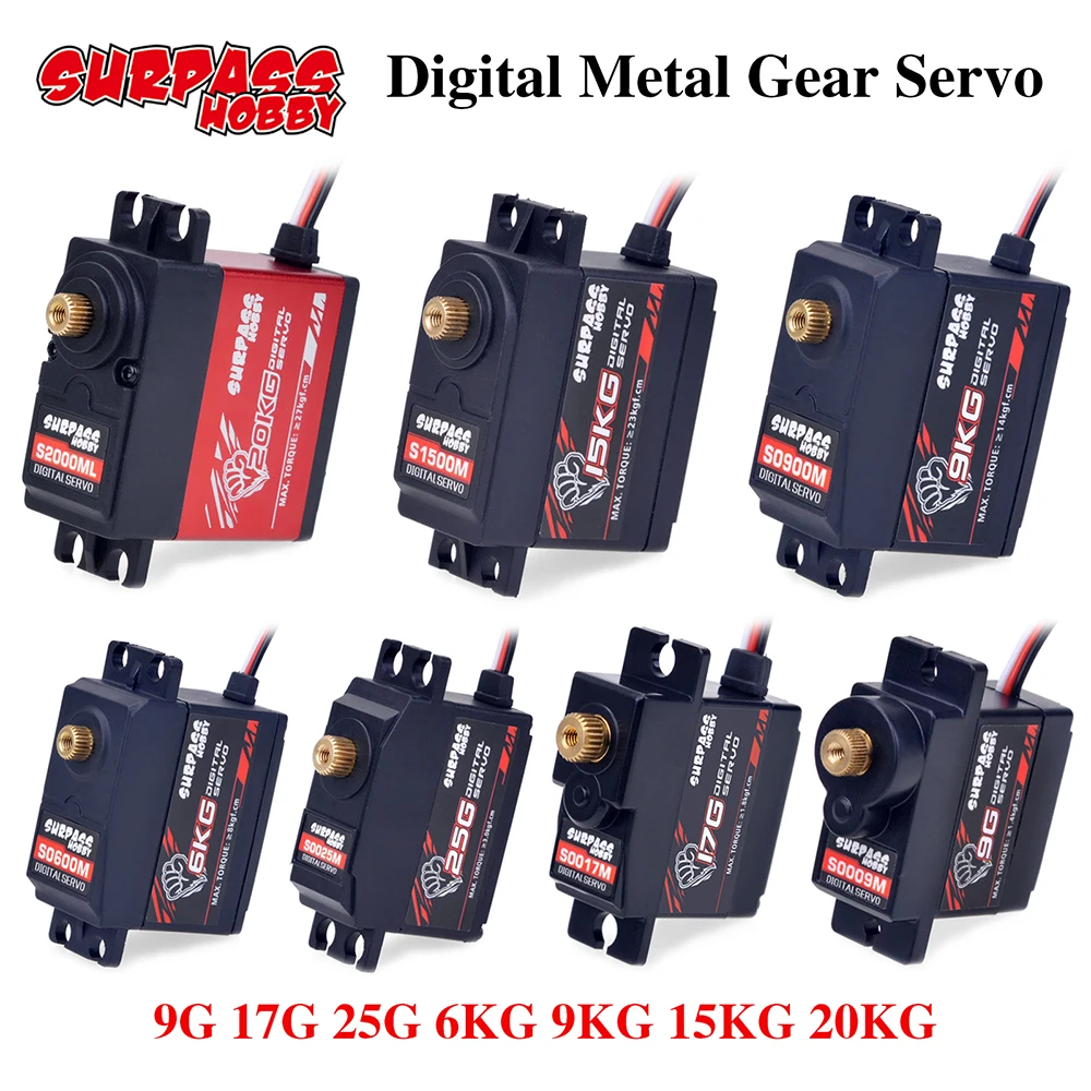 Servos RC 9g 17g 25g 6KG 9KG 15KG Metal Gear pour Drone Avion Voiture