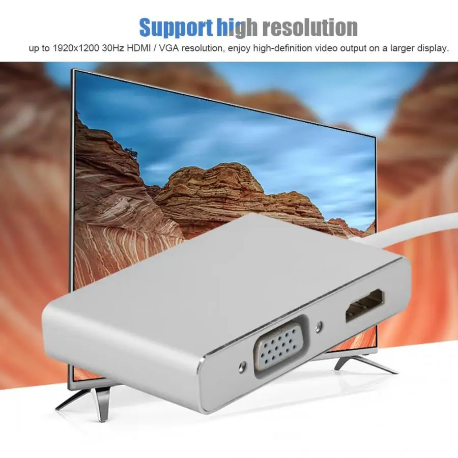 5-в-1 Тип-C на HDMI+ VGA+ USB3.0* 3 многофункциональный конвертер видео адаптер Hub для ноутбука USB-C HDMI адаптеры VGA