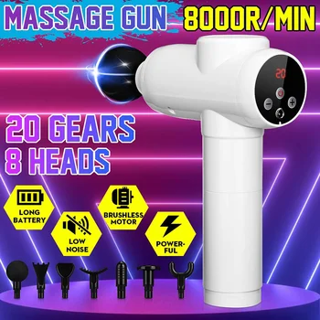 

8 Heads 20 Speeds Handheld Muscle Massage Gun Percussive Deep Tissue Massage Gun Body Neck Pain Massager Fascia Gun