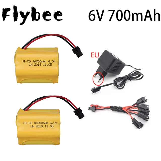 6.0V 700mAh NI-CD Battery SM Plug and 6v Charger set rechargeable battery  pack 700 mah for Remote Control toys Electric Toys - AliExpress