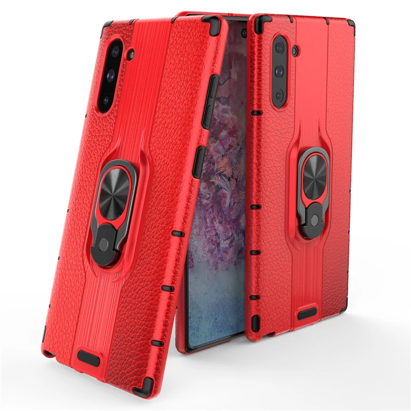 

Phone Cases For Samsung Galaxy Note 10 Plus Finger Ring Holder Adsorption Back Cover Fundas Note10+ Kickstand Mobile Phone Shell