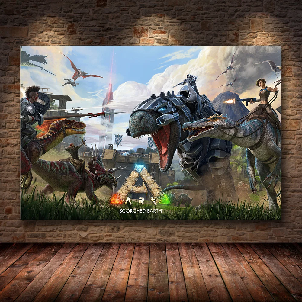 Ark Survival Evolved Poster Hit New Game 18 Canvas Poster Decorative Wall Painting Wallpaper Living Room Decor 24x36inch Painting Calligraphy Aliexpress