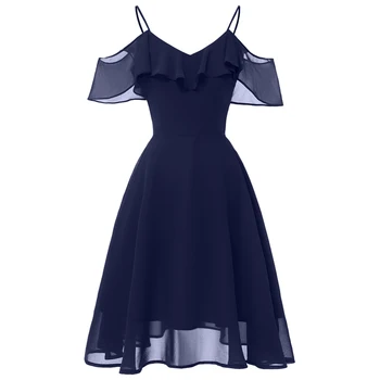 

Neck Sling short chiffon Ruffle A-line Women dress Party Ball Gown Casual V-neck Chiffon Dresses Women Sexy Backless Butterfly