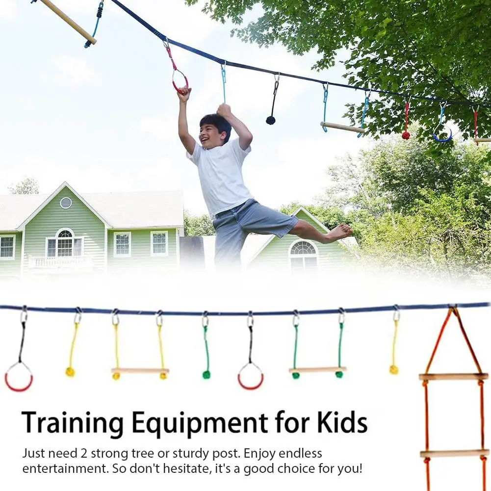 Details about   65FT Ninja Warrior Line Slackline Obstacle Course Kit For Kids Outdoor Equipment 