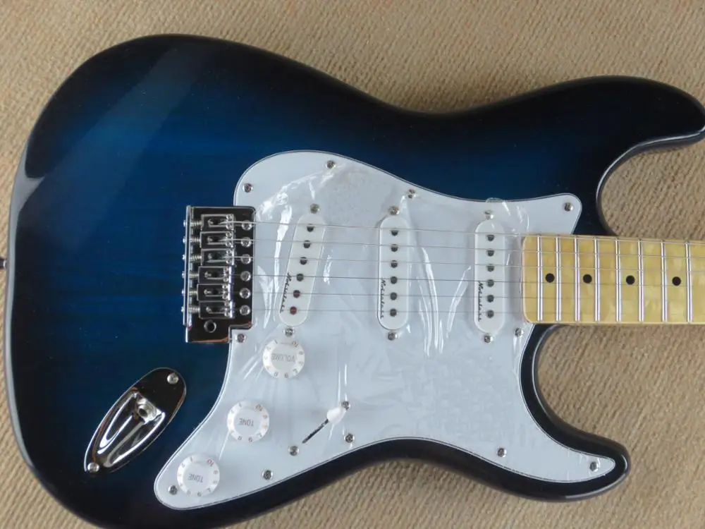 Фабричный магазин blue burst, с подписью кленовый гриф, 6 струн, хромовое оборудование, электрогитара, гитара, бесплатная доставка Фабричный магазин blue burst, с подписью кленовый гриф, 6 струн, хромовое оборудование, электрогитара, гитара, бесплатная доставка