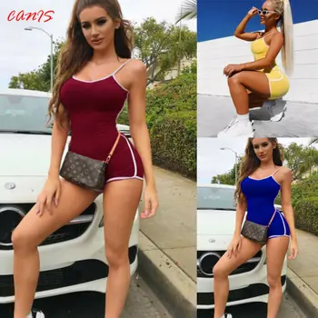 

3 Colors Women Romper Bodycon Spaghetti Jumpsuit Rompers Summer Casual Clubwear Party Beachwear Female Outfits Casual Tracksuit