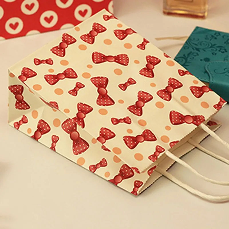 50 шт./лот подарочные пакеты из крафт бумаги с милыми цветами ручками для детей