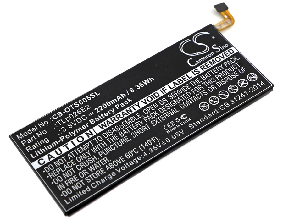 Обновленная батарея Cameron Sino для Alcatel TLp026E2 OT-6055Y 2200 мАч/8.36Wh