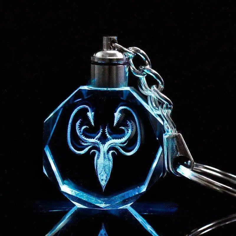 House of Greyjoy GOT Игра престолов дом Старк Таргариен волк Дракон светодиодный светильник кулон брелок стекло с лазерной гравировкой брелок с подарочной коробкой подарок - Цвет: House of Greyjoy