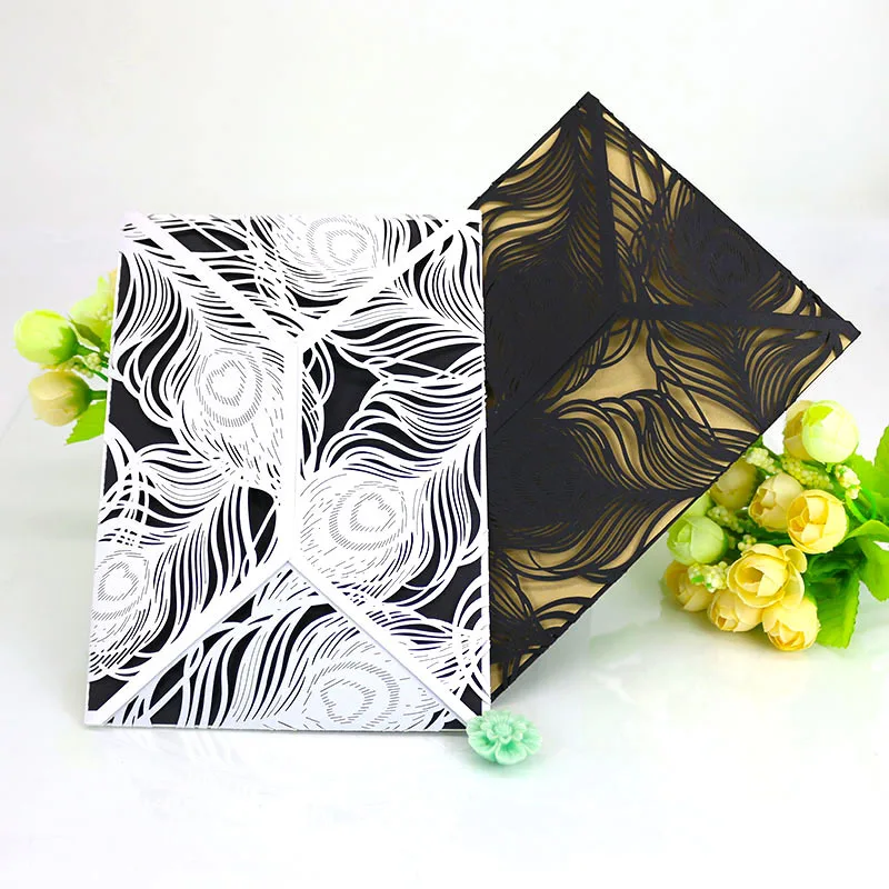 20 piezas elegantes tarjetas de приглашение воск boda con corte лазерной para invitaciones де visita