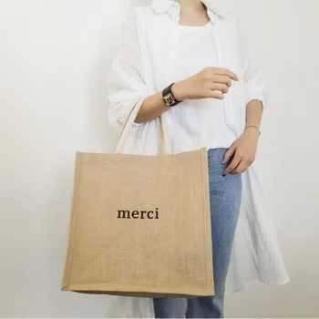 

2020 new female bag literary fan letter printing handbag fashion sackcloth shopping bag purses and handbags designer bags