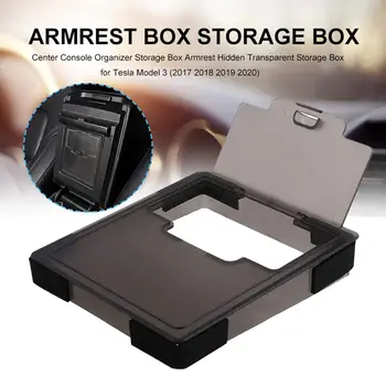 

Center Console Organizer Storage Box Armrest Hidden Transparent Storage Box for Tesla Model 3 (2017 2018 2019 2020)