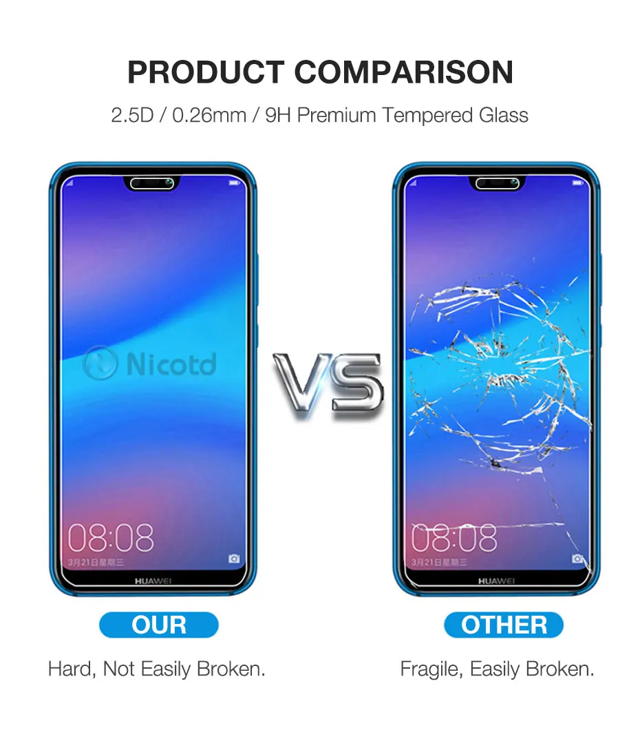 Закаленное стекло 3 шт. для Huawei P30 P20 lite Y6 P Smart 2019 Mate 20 защита экрана на honor 8X 10 9 10i